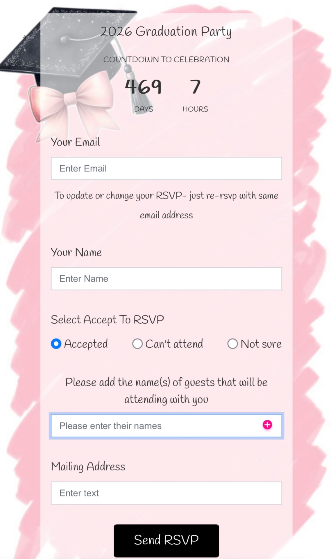 Graduation Pink RSVP template