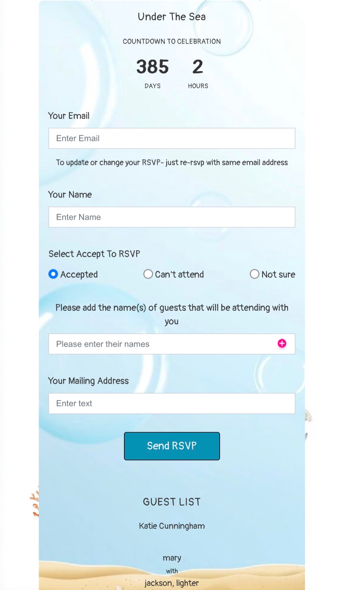 Under the Sea RSVP template