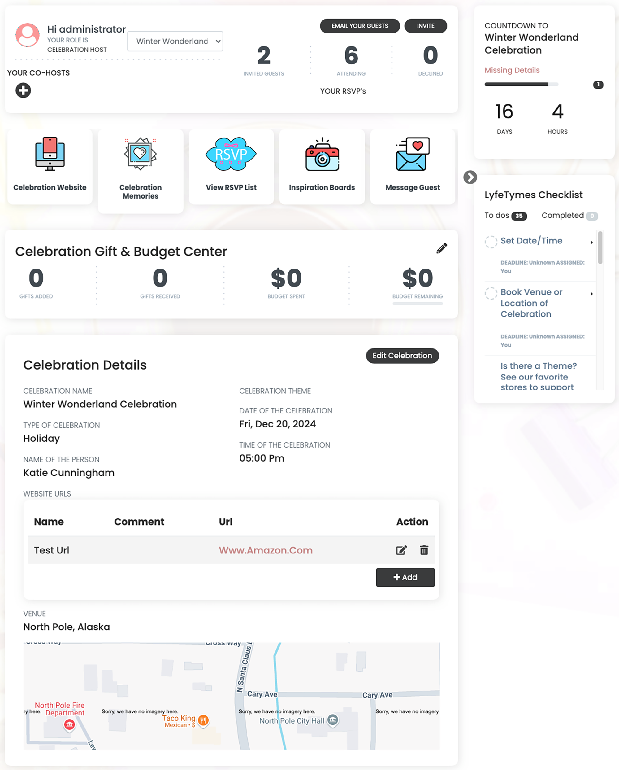 Personal Dashboard Page
